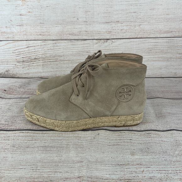 Tory Burch Rios Lace-Up Womens Sz 6.5M Espadrille Booties Tan - Picture 8 of 12